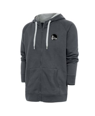 Men's Charcoal Golden State Warriors Metallic Logo Victory Raglan Full-Zip Hoodie