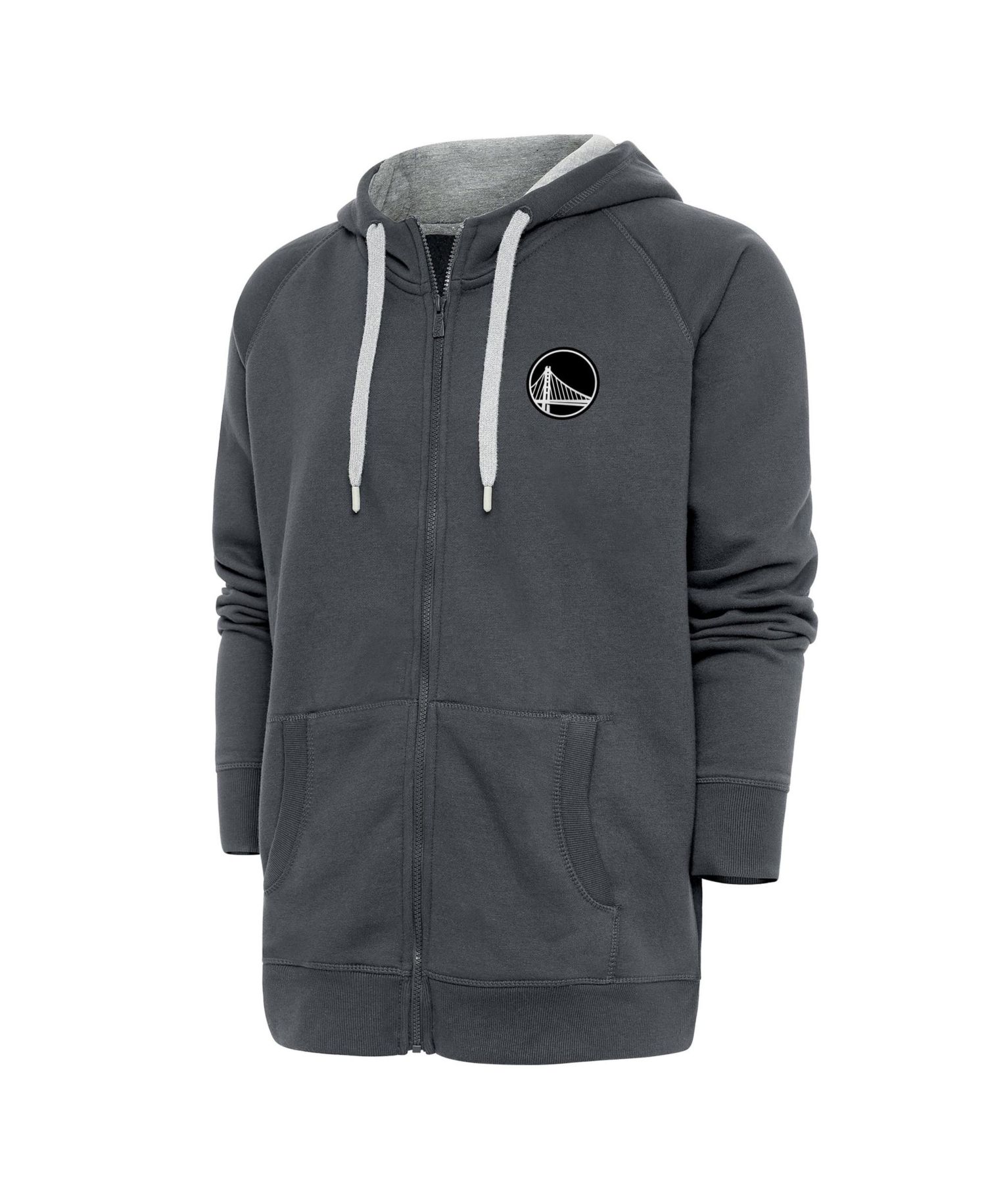 Men's Charcoal Golden State Warriors Metallic Logo Victory Raglan Full-Zip Hoodie