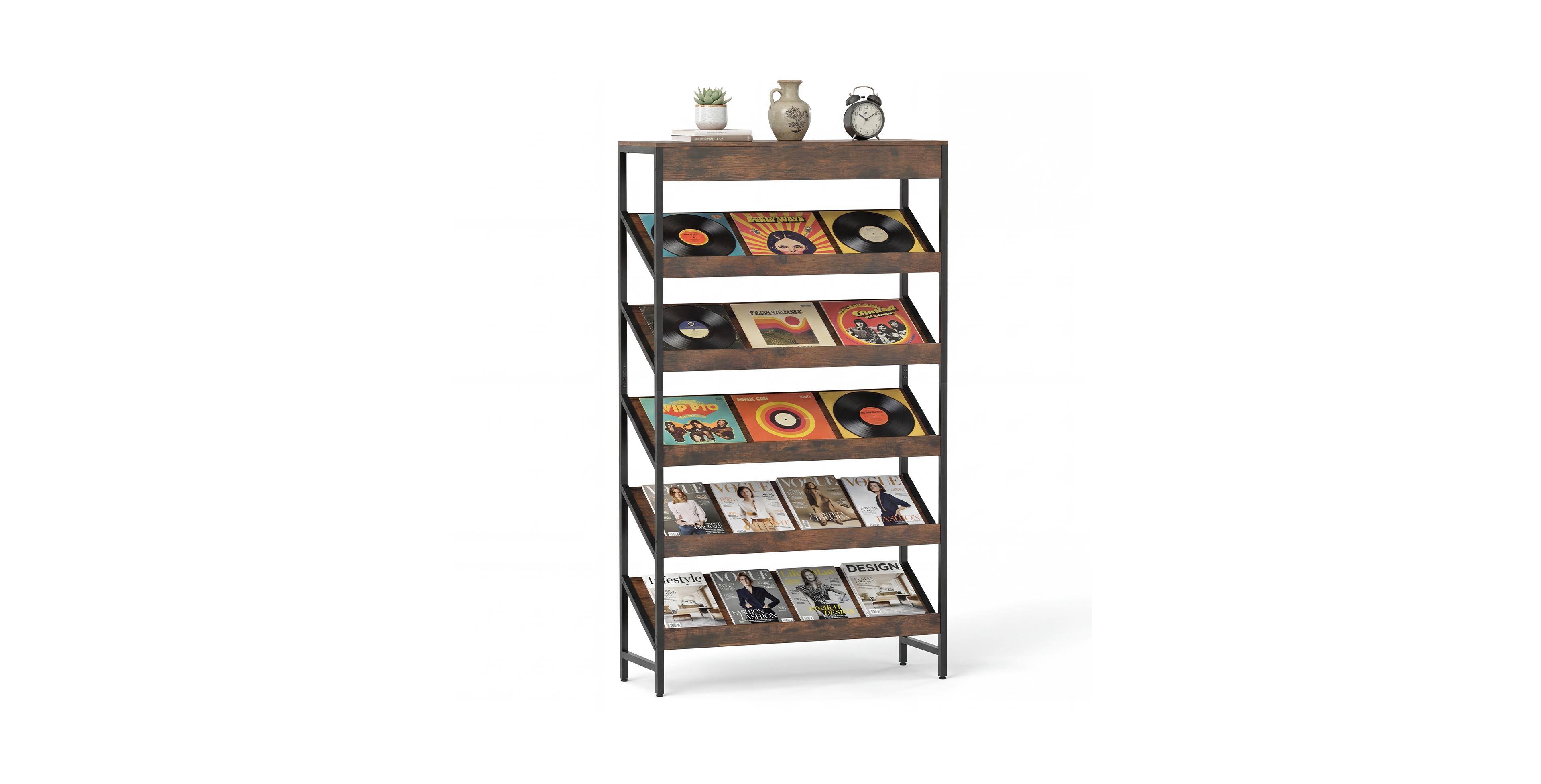 Mecale 6-Tier Tall Freestanding Bookshelf with Angled Shelves for Home Office