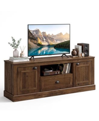 Retro Farmhouse TV Stand for 70'' TVs w/2 Doors 2 Removable Shelves and 1 Drawer