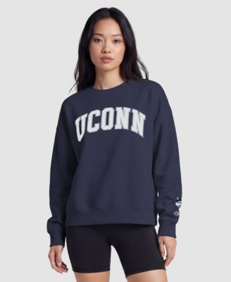 Women's Navy UConn Huskies Fleece Crew Sweatshirt