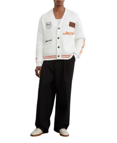 Мужской кардиган REISS Halden McLaren Racing Embroidered Rib-Knit, цвет: Белый