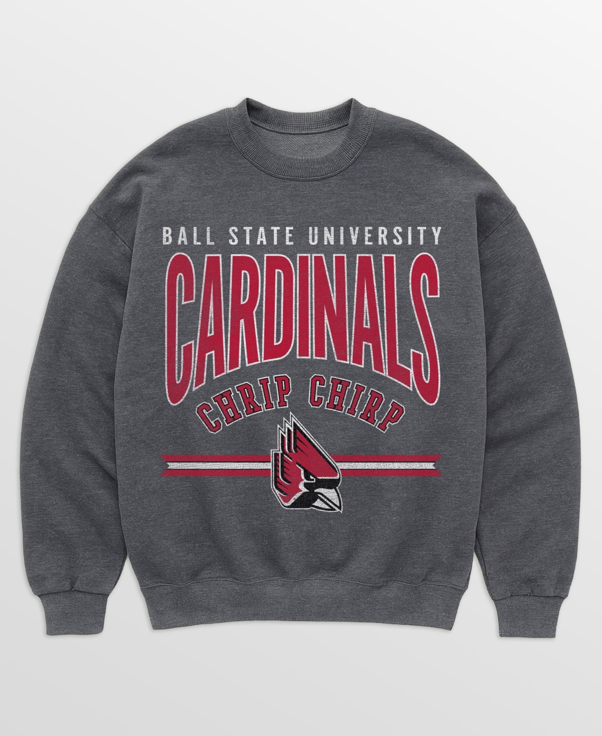 Women's Gameday Couture Charcoal Ball State Cardinals Kickoff Classic Oversized Premium Drop Shoulder Sweatshirt