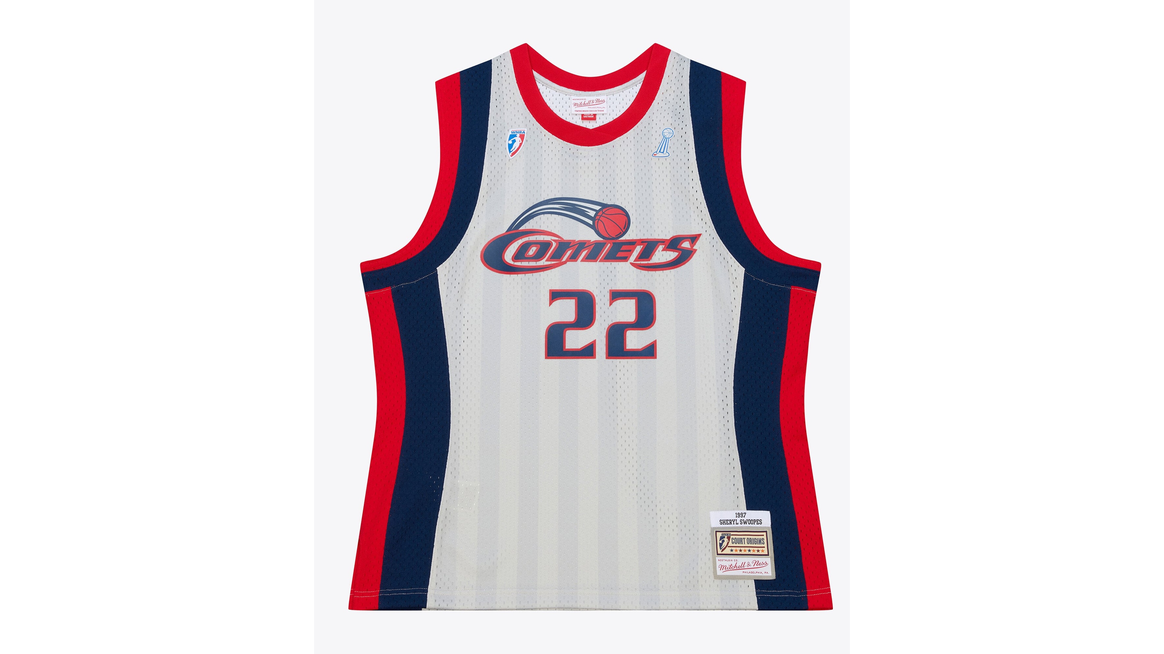 Men's and Women's Mitchell & Ness Sheryl Swoopes Silver Houston Comets 1997 Swingman Jersey - Court Origins