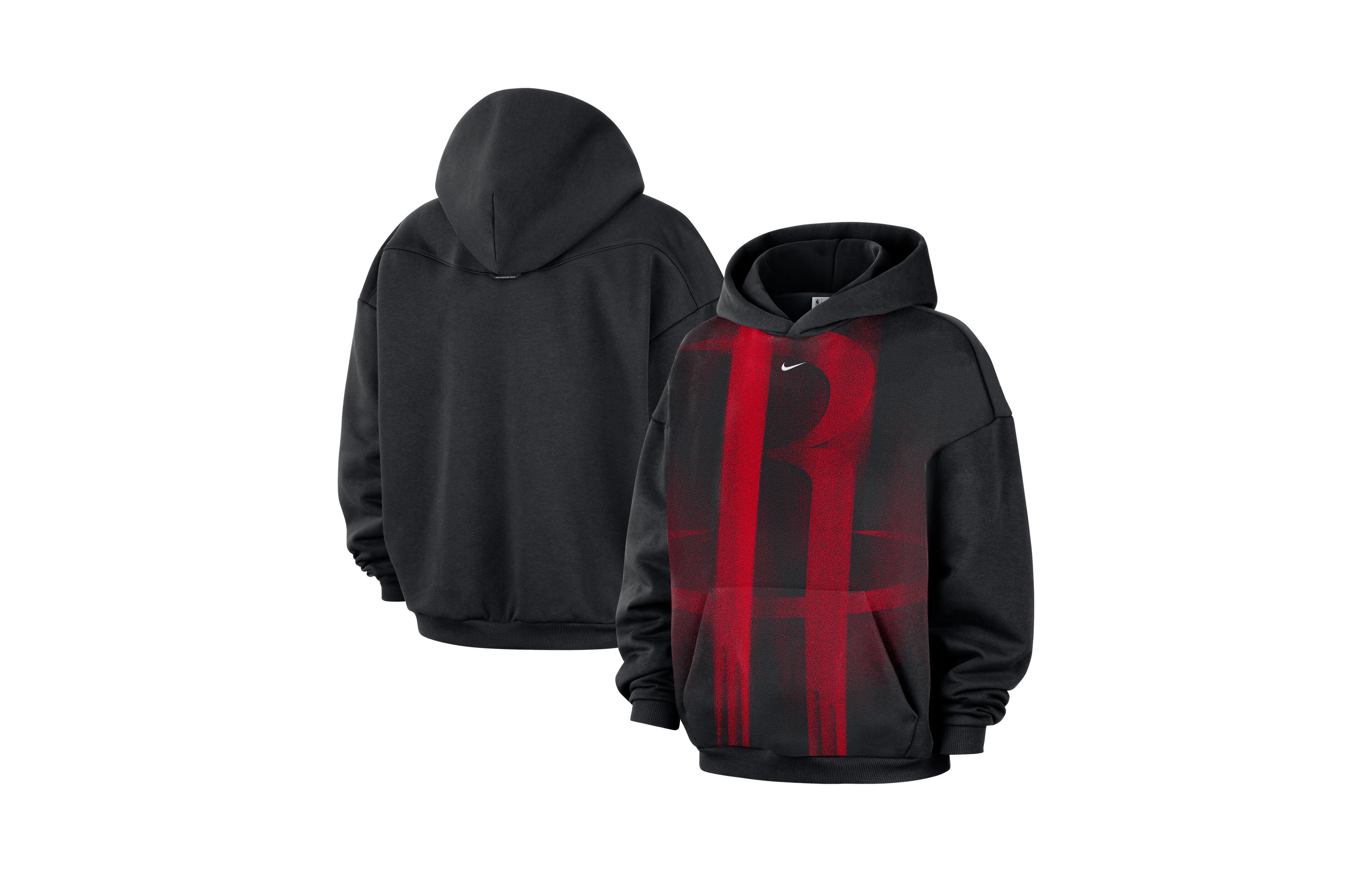 Nike Men's Black/ White Houston Rockets Icon Practice Hoodie