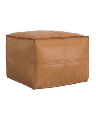 Brody 24" Faux Leather Square Pouf