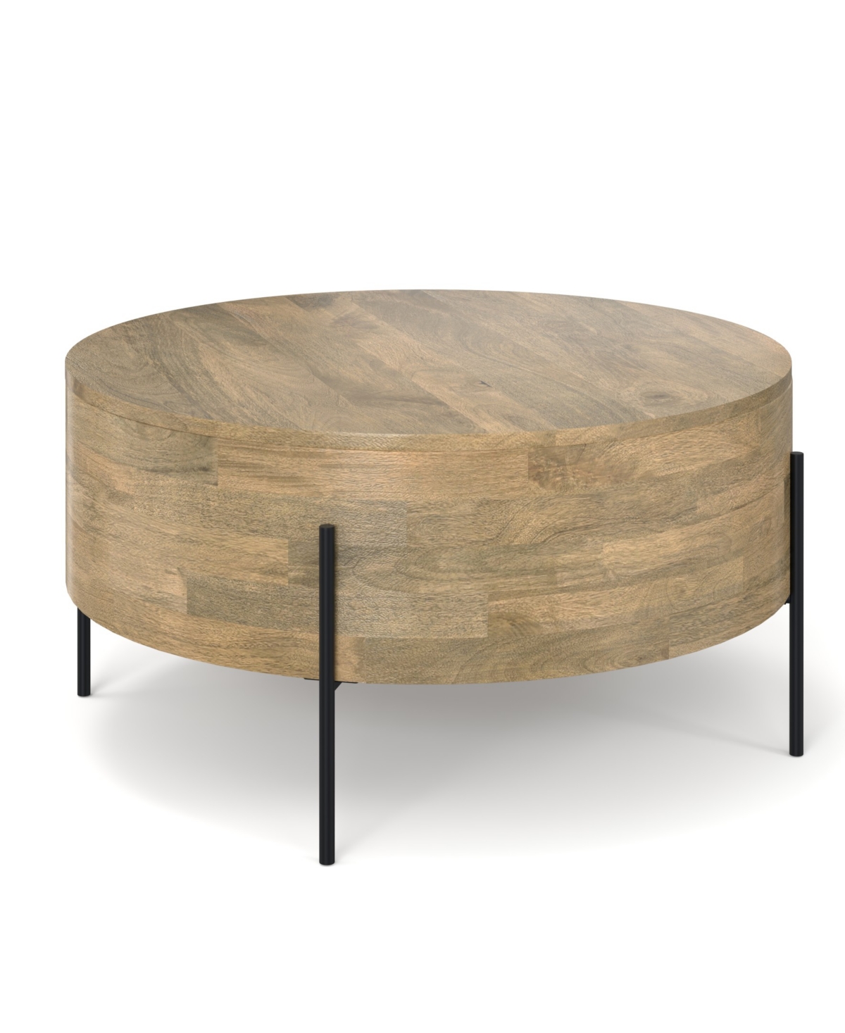 Simpli Home Rayburn 38" Mango Wood Drum Coffee Table