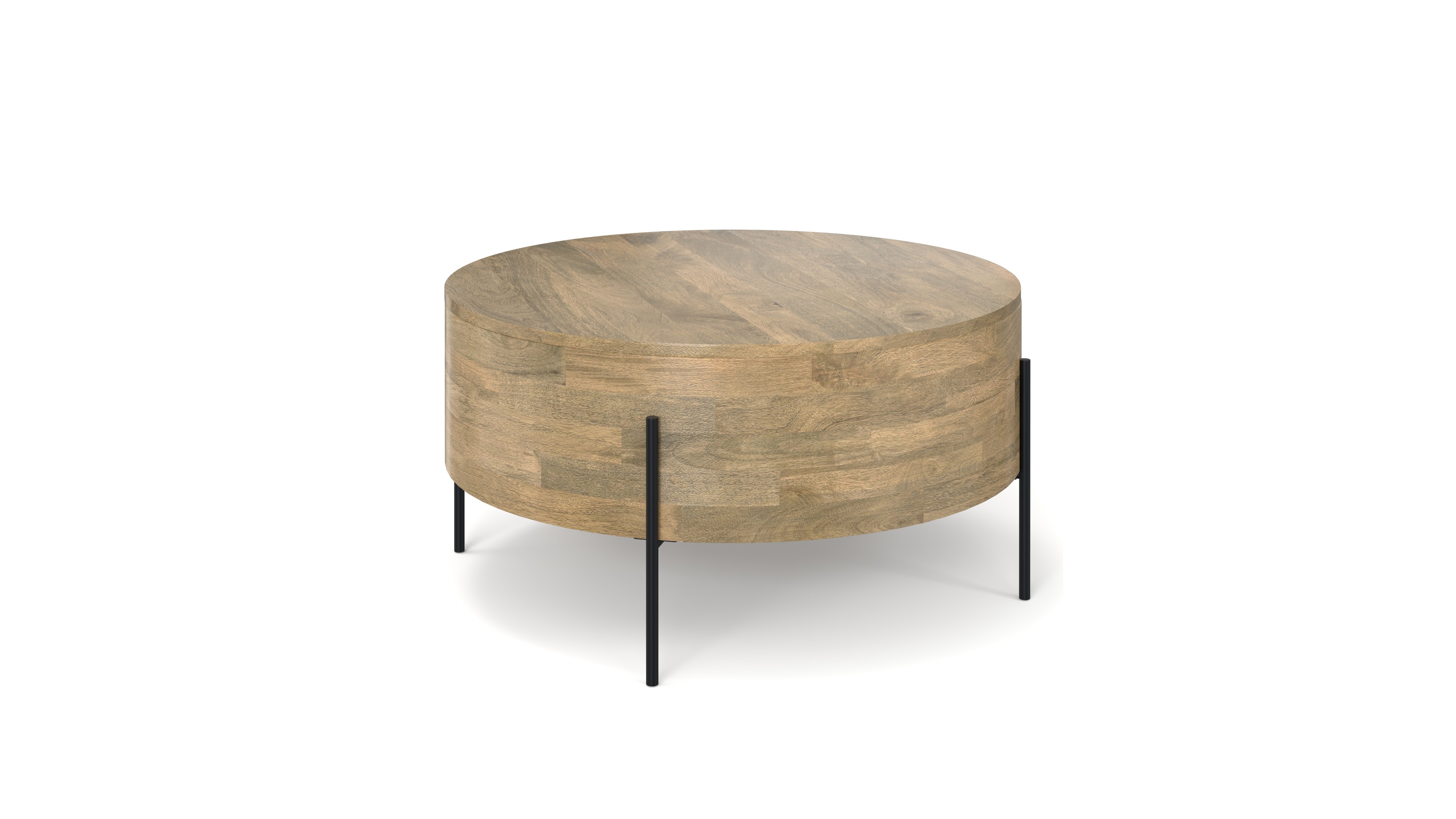Simpli Home Rayburn 38" Mango Wood Drum Coffee Table