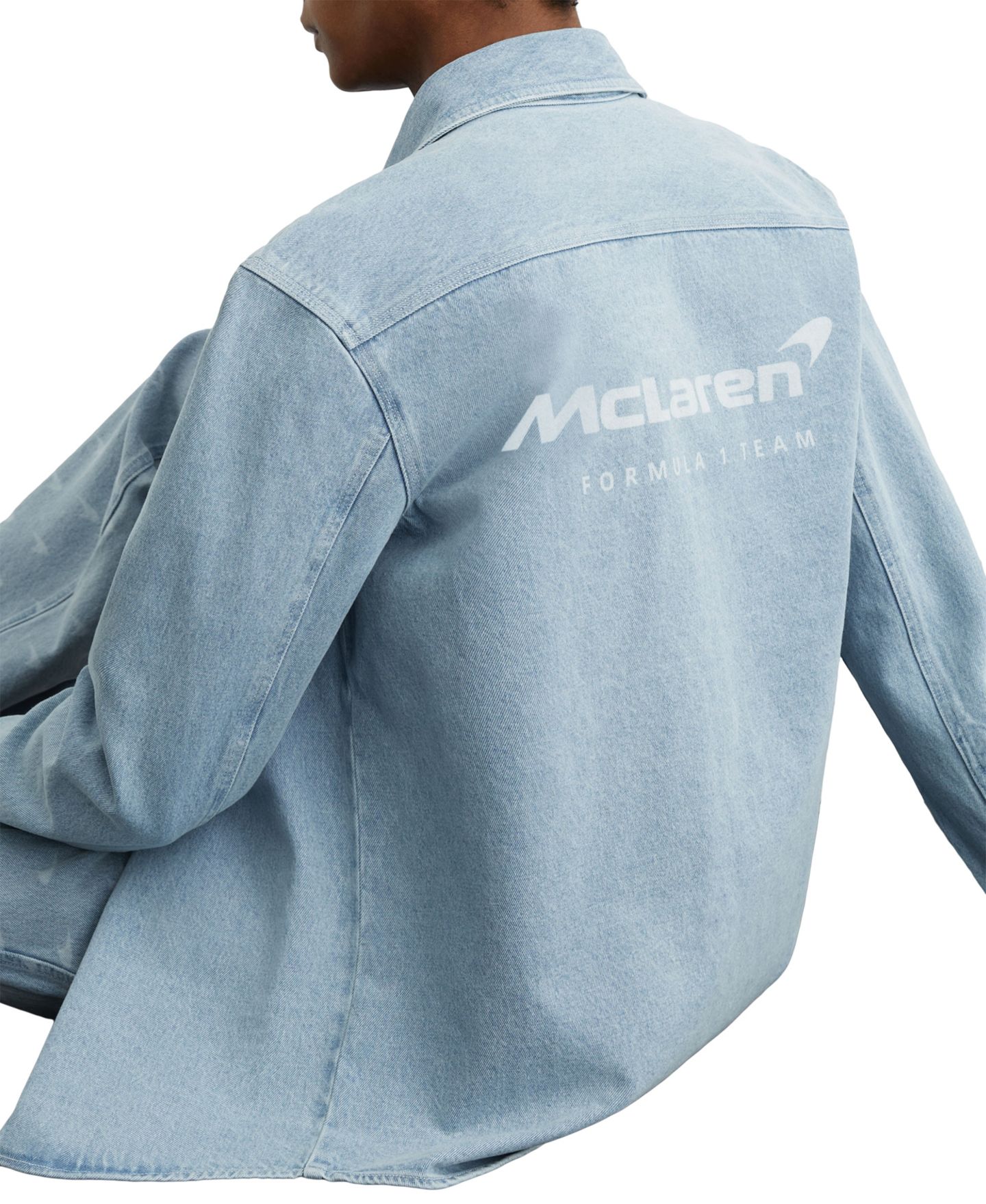 Мужская рубашка REISS Chronix Relaxed-Fit Denim, цвет: Мягкий синий — фото 5