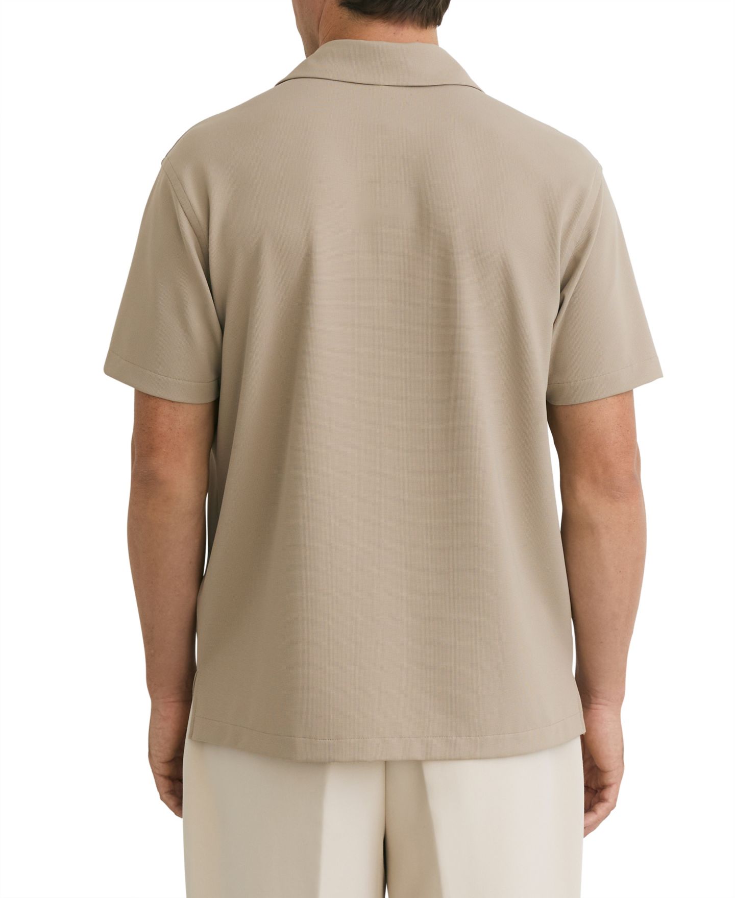 Мужская рубашка REISS River Short-Sleeve Slim-Fit Textured, цвет: Серо-бежевый — фото 3