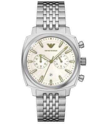 Men's Quartz Chronograph Dress Silver-Tone Stainless Steel Bracelet Watch 40mm