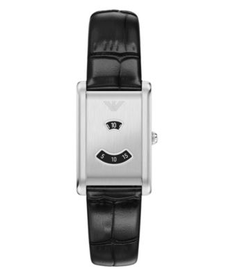 Men's Two-Hand Quartz Mystery Hour Black Leather Watch 31mm