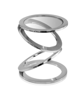 17"And Clear Glass and Aluminum Round Abstract End Table