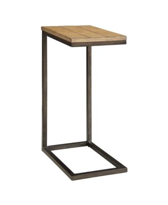 25" Oak and Distressed Solid Wood and Steel Frame End Table