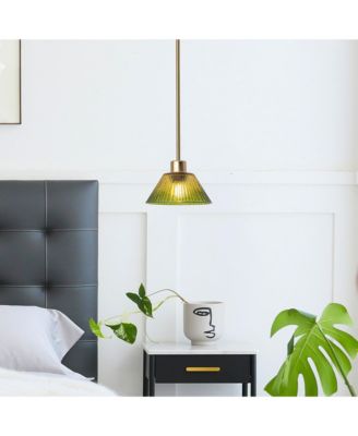 8" Wide Vintage Gold 1-Light Glass Pendant Light