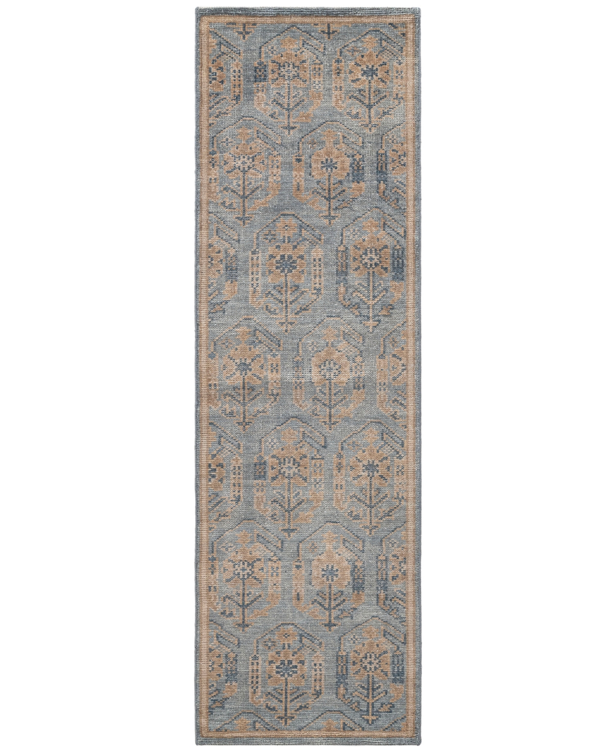 Dominic Traditional Blue Wool Oriental Patterned Hand Knotted Rug - 2'6"x8'