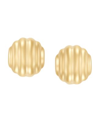 Ribbed Ball Stud Earrings in 10k Yellow Gold