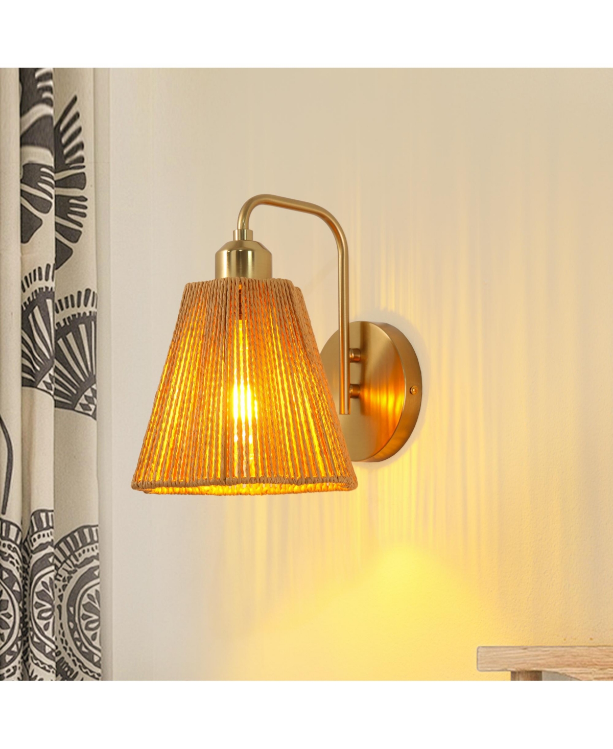 Parrot Uncle Hand-Woven Brass Paper Rope 1-Light Wall Sconce