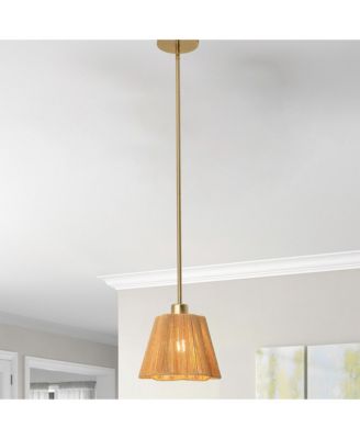 1-Light Boho Paper Rope Cloche Hanging Pendant Light