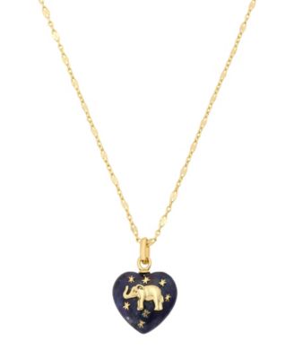 Lapis Gold-Tone Heart Pendant Necklace