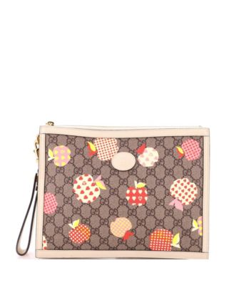 Medium Les Pommes Printed GG Coated Canvas Wristlet Zip Pouch