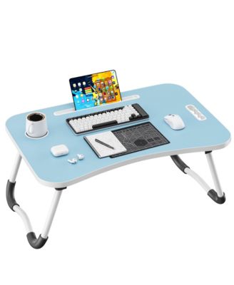 Folding Lap Desk Wood Laptop Bed Table Cup Holder Portable Working