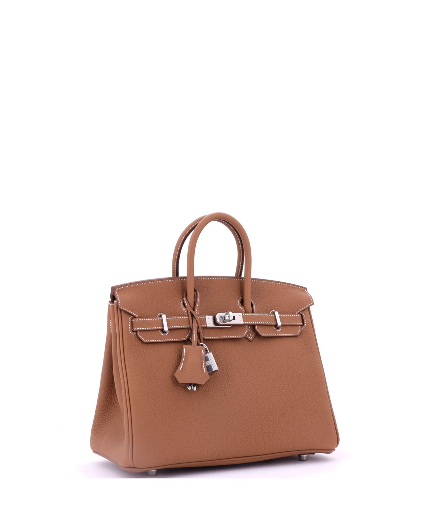 Pre-Owned Hermes Birkin 25 Handbag Brown Togo with Palladium Hardware