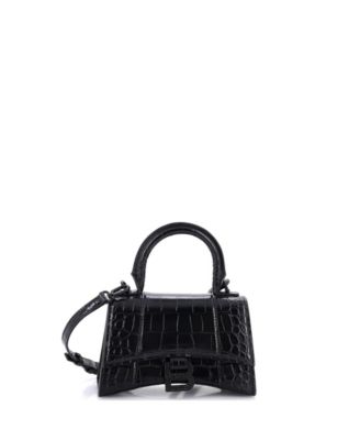 XS Hourglass Top Handle Bag Embossed Leather