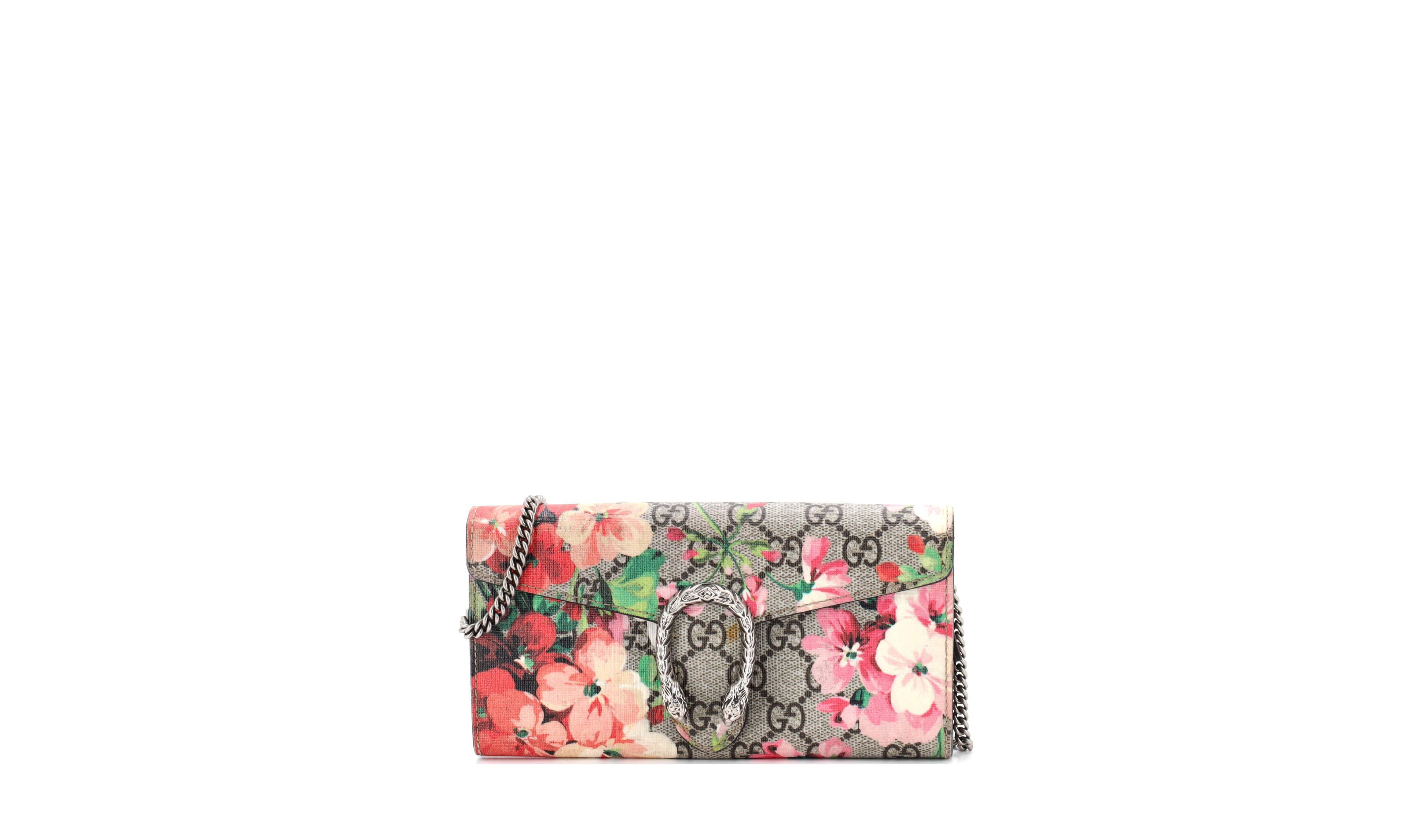 Pre-Owned Gucci Dionysus Blooms-Print Chain Wallet, 7.5" W x 4" H x 1" D