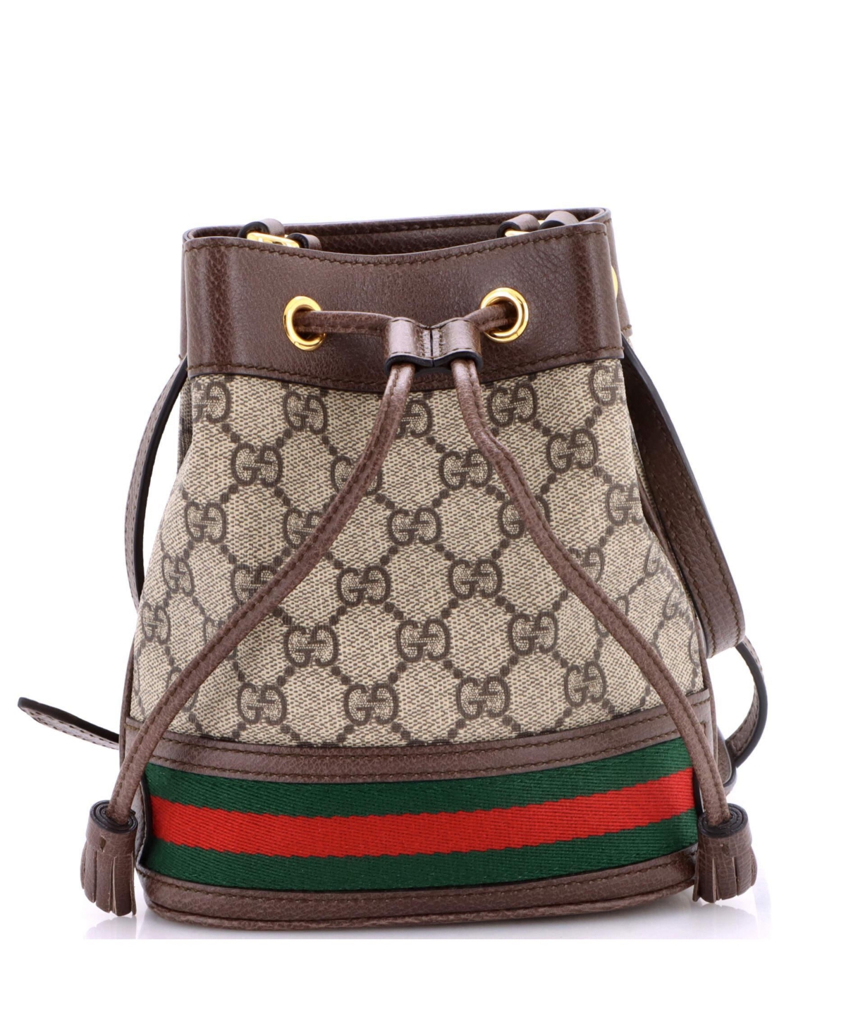 Pre-Owned Gucci Mini Ophidia Crossbody Coated Canvas Bucket Bag - Brown