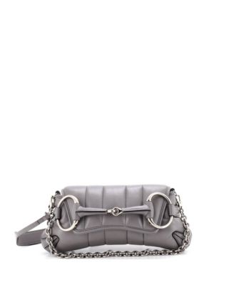 Small Horsebit Chain Shoulder Bag Vertical Quilted Leather