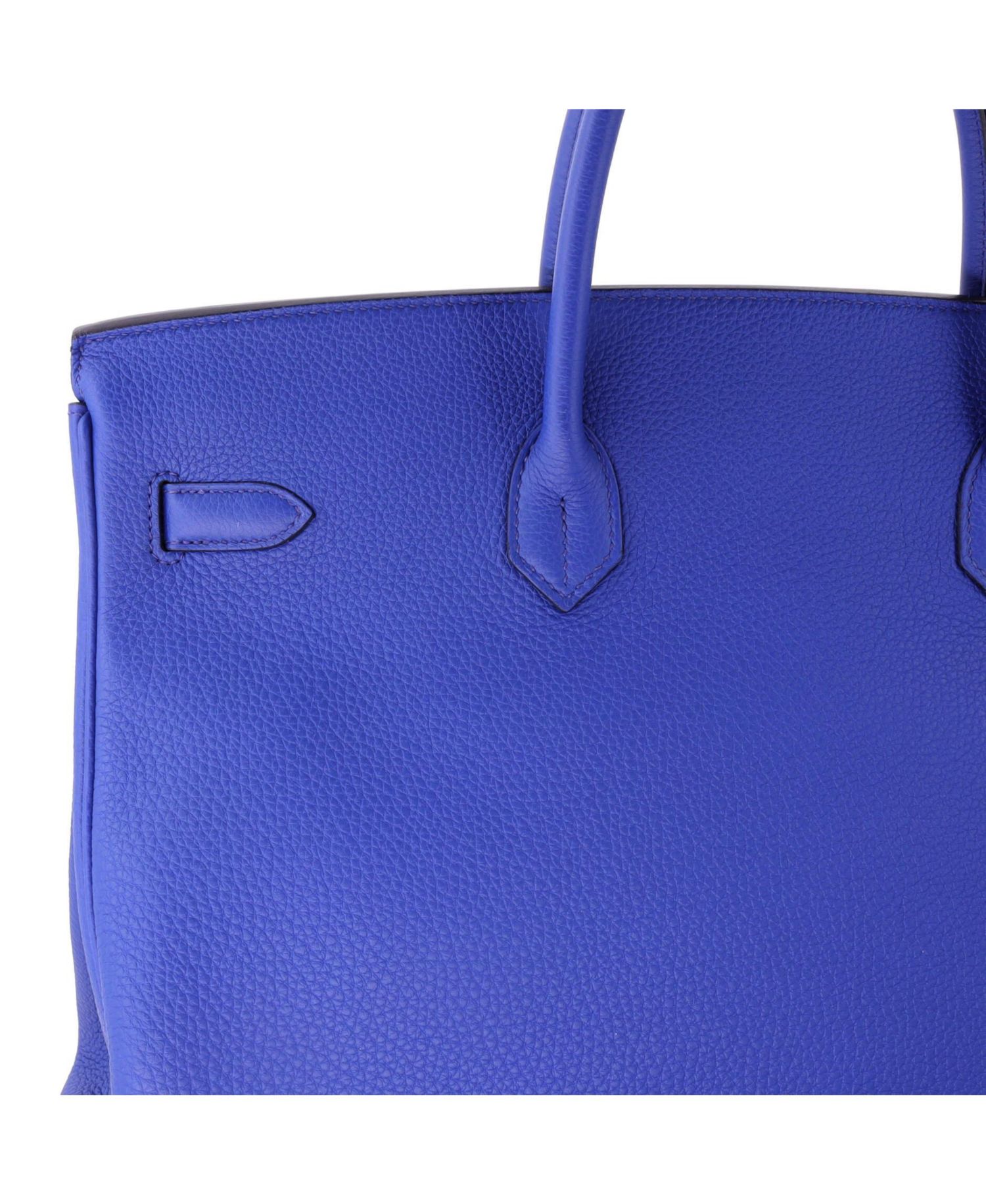 Pre-Owned Hermes Birkin 40 Handbag Blue Togo with Palladium Hardware
