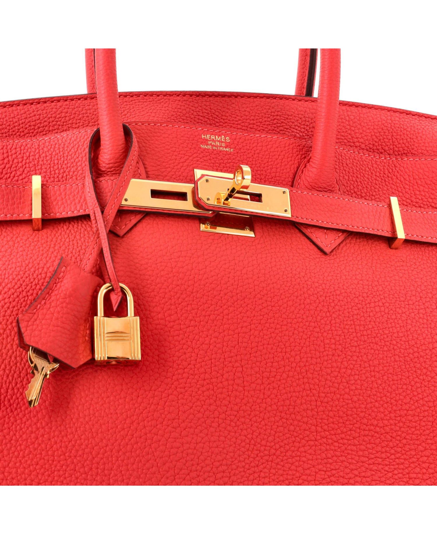 Pre-Owned Hermes Birkin 30 Handbag Red Togo with Gold Hardware
