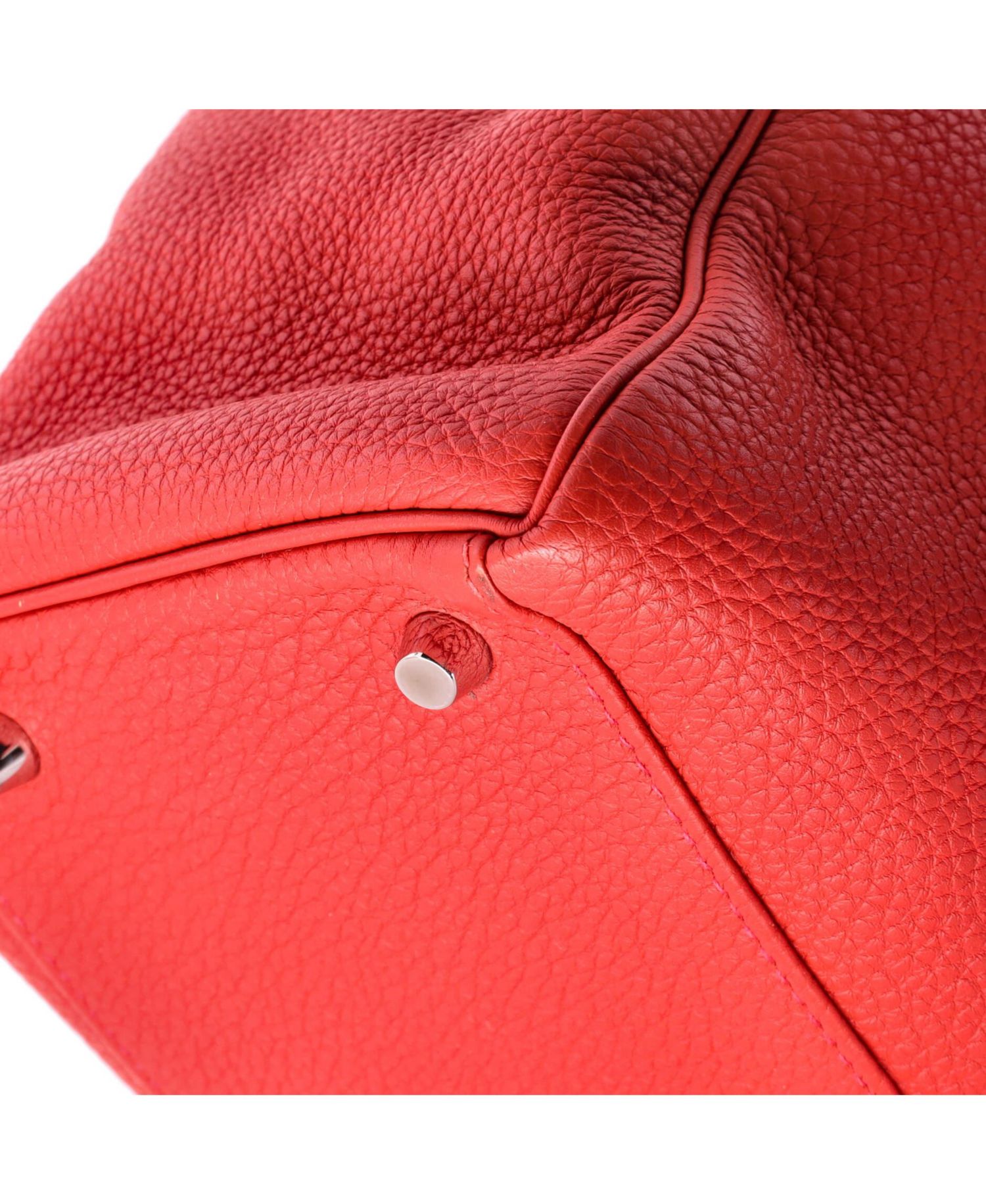 Pre-Owned Hermes Kelly 35 Handbag Red Togo with Palladium Hardware