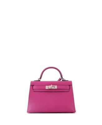 Pre-Owned Hermes Kelly 20 Handbag Pink Chevre Mysore with Palladium Hardware