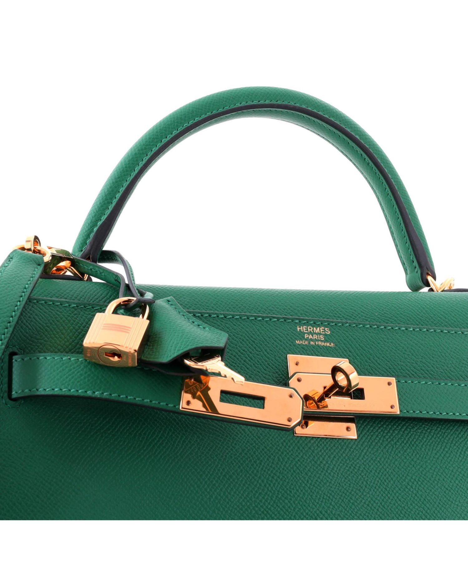 Pre-Owned Hermes Kelly 32 Handbag Green Epsom with Gold Hardware