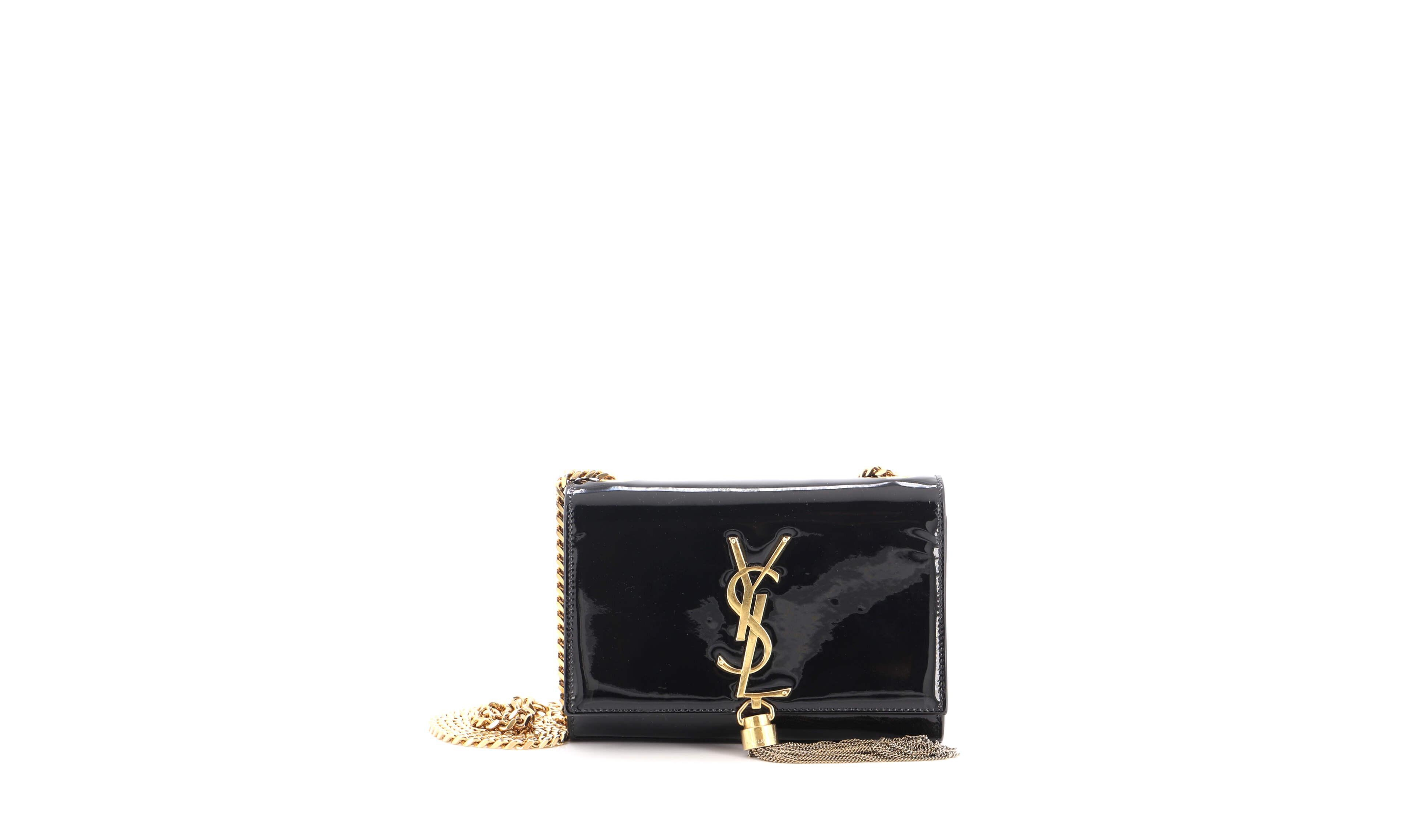 Pre-Owned Saint Laurent Small Classic Monogram Tassel Crossbody Bag Patent