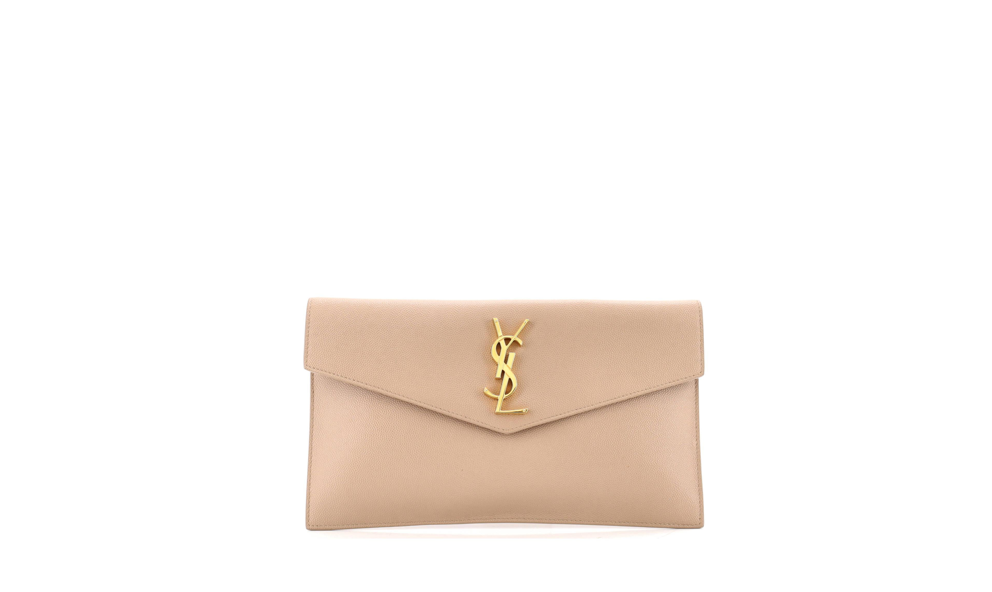 Pre-Owned Saint Laurent Classic Monogram Envelope Clutch Leather