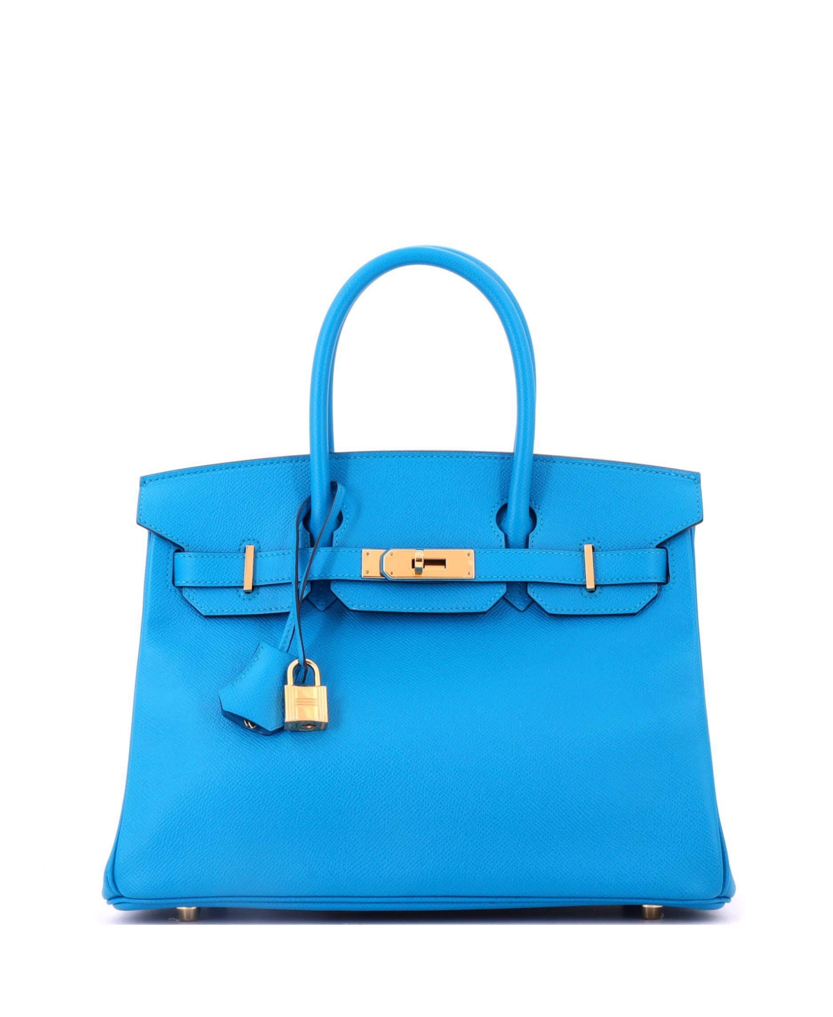 Pre-Owned Hermes Birkin 30 Handbag Blue Epsom with Gold Hardware - Blue