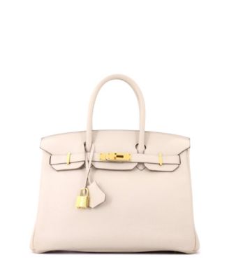 Pre-Owned Hermes Birkin 30 Handbag Light Clemence with Gold Hardware