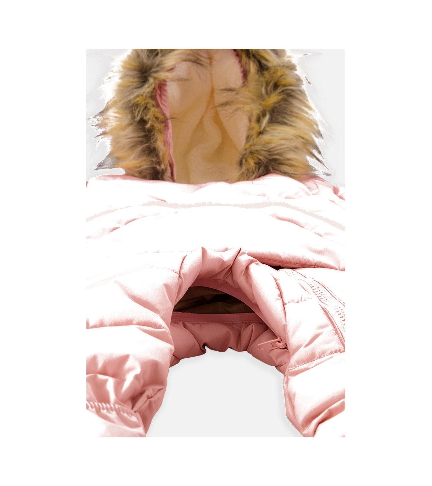 Baby Girl Snug One Piece Snowsuit Adapted for Car Seats Pale Dusty