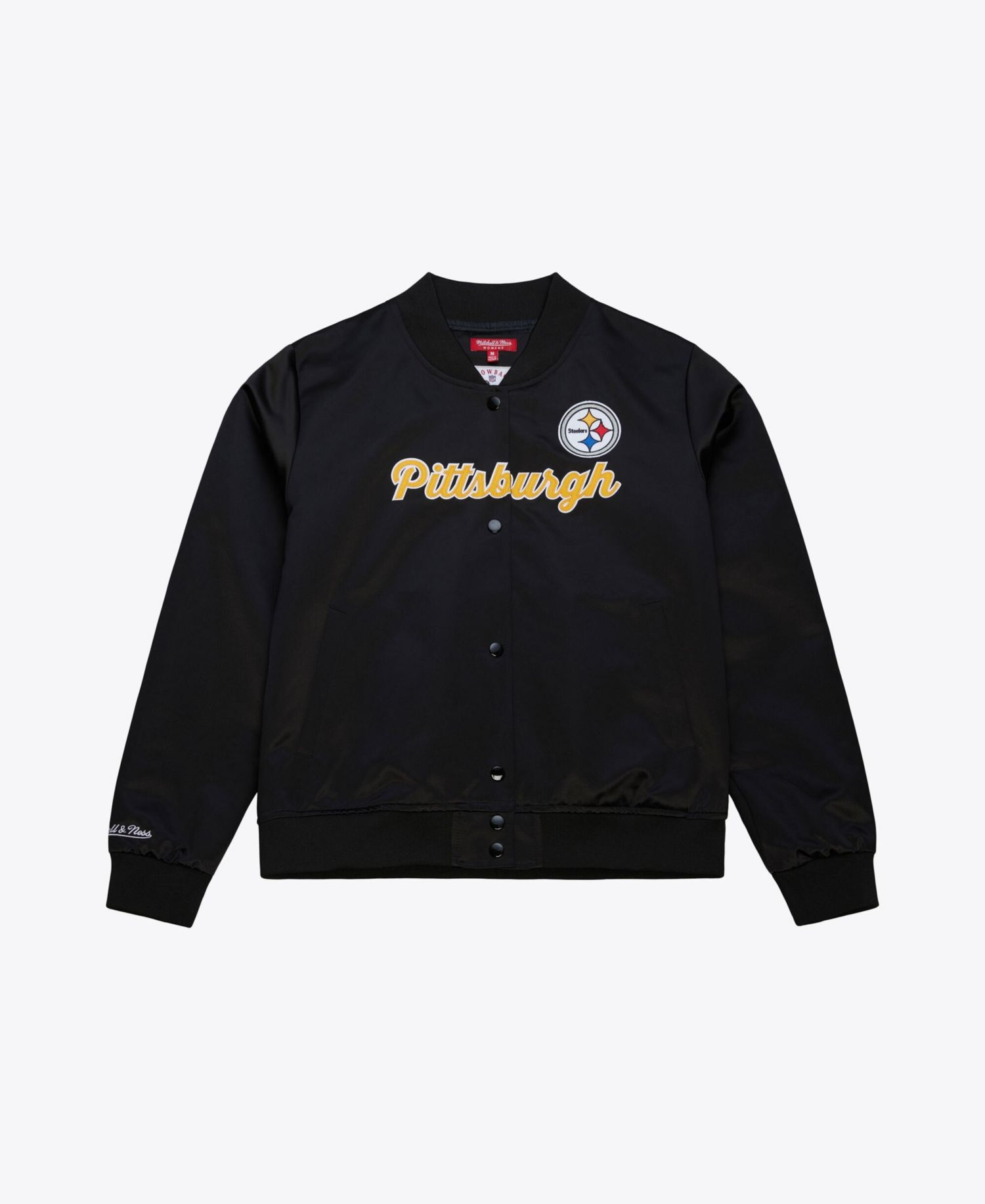 Women's Black Pittsburgh Steelers Full-Snap Satin Jacket