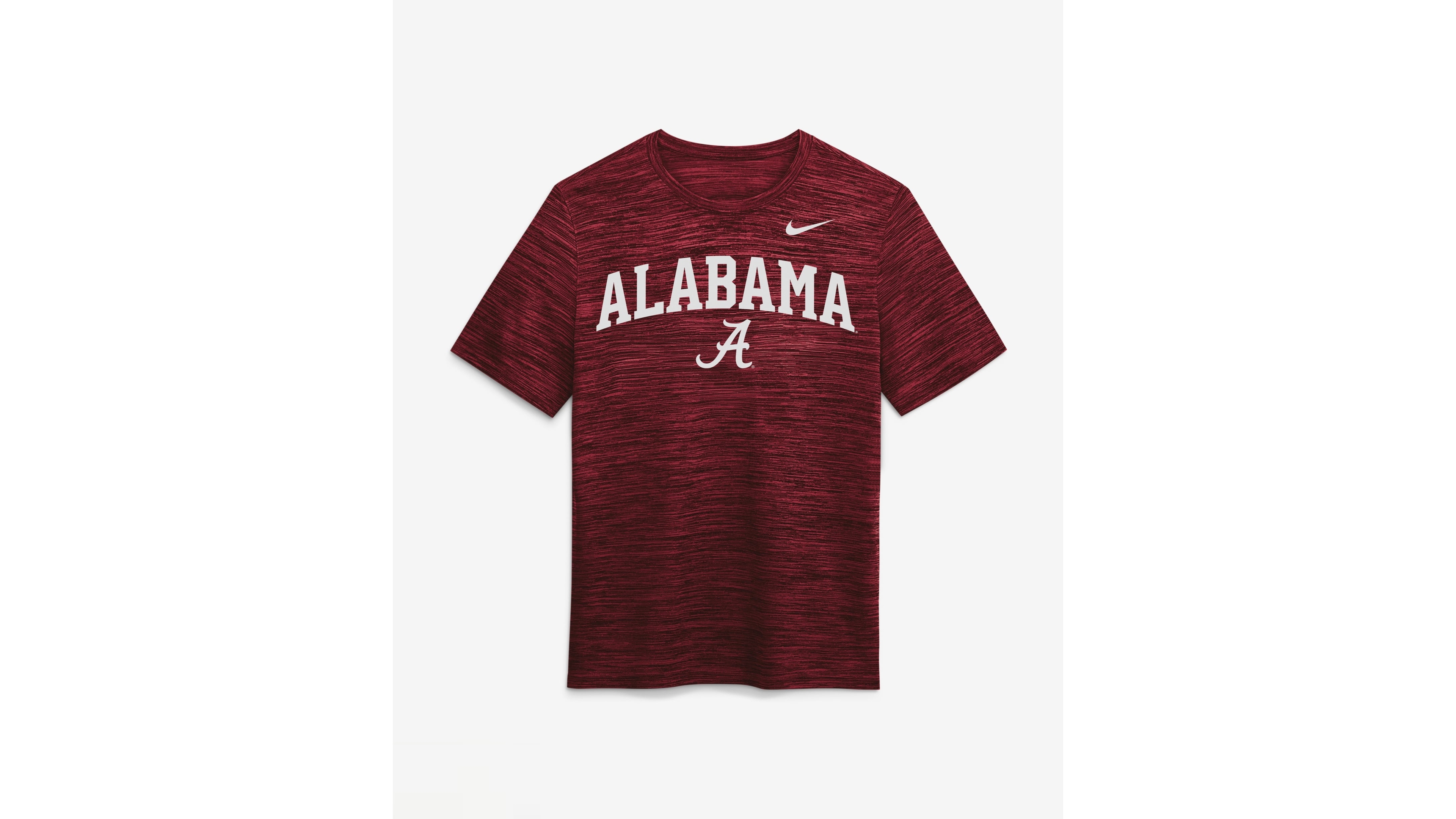 Nike Men's Alabama Crimson Tide Primetime Arch Logo Velocity Cross-Dyed Crewneck T-Shirt