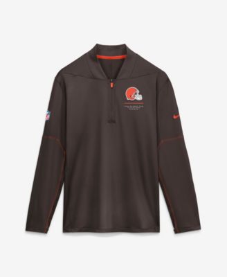 Men's Brown Cleveland Browns Sideline Logo Glory Midweight Dri-FIT Half-Zip Pullover