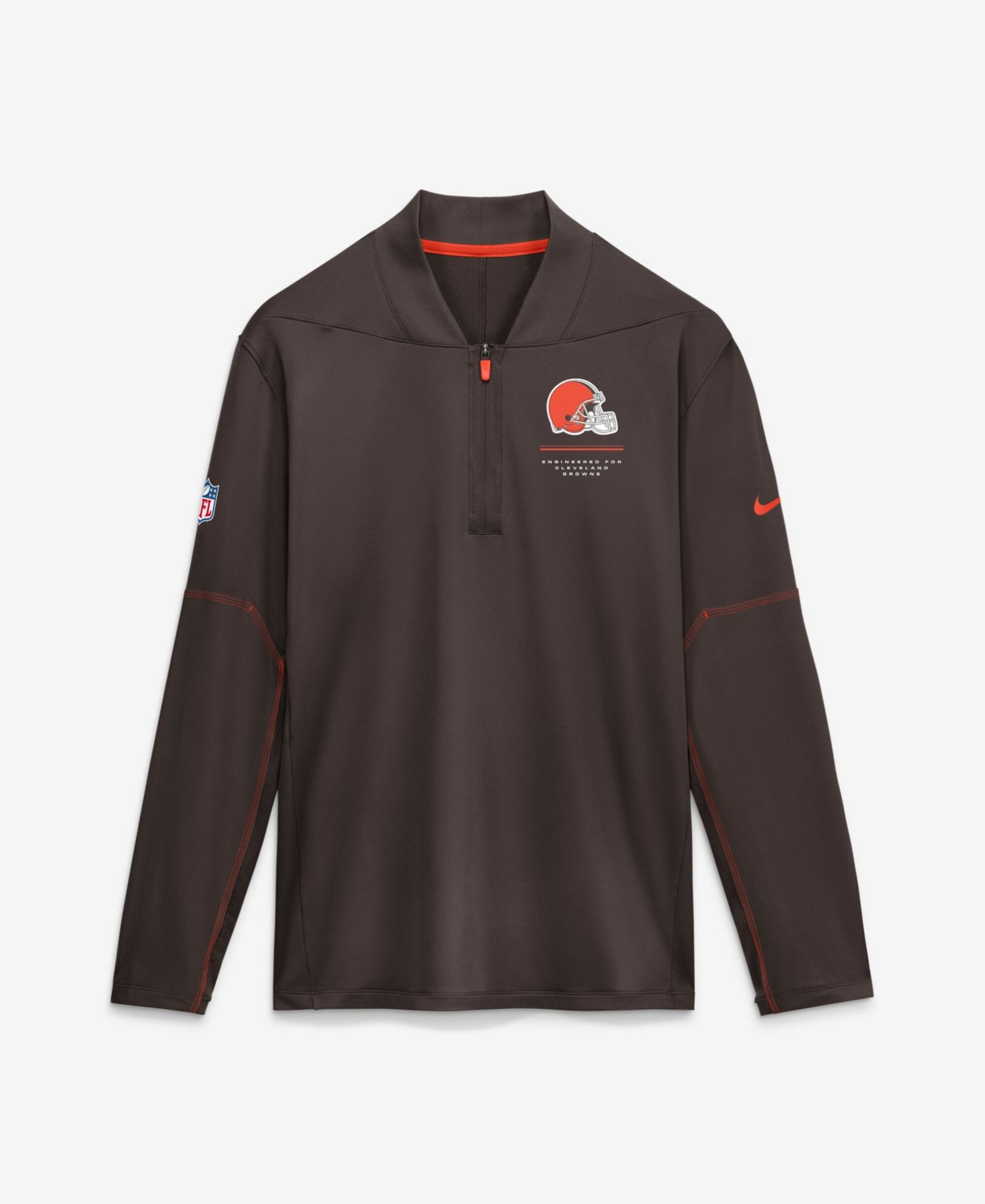 Men's Brown Cleveland Browns Sideline Logo Glory Midweight Dri-FIT Half-Zip Pullover