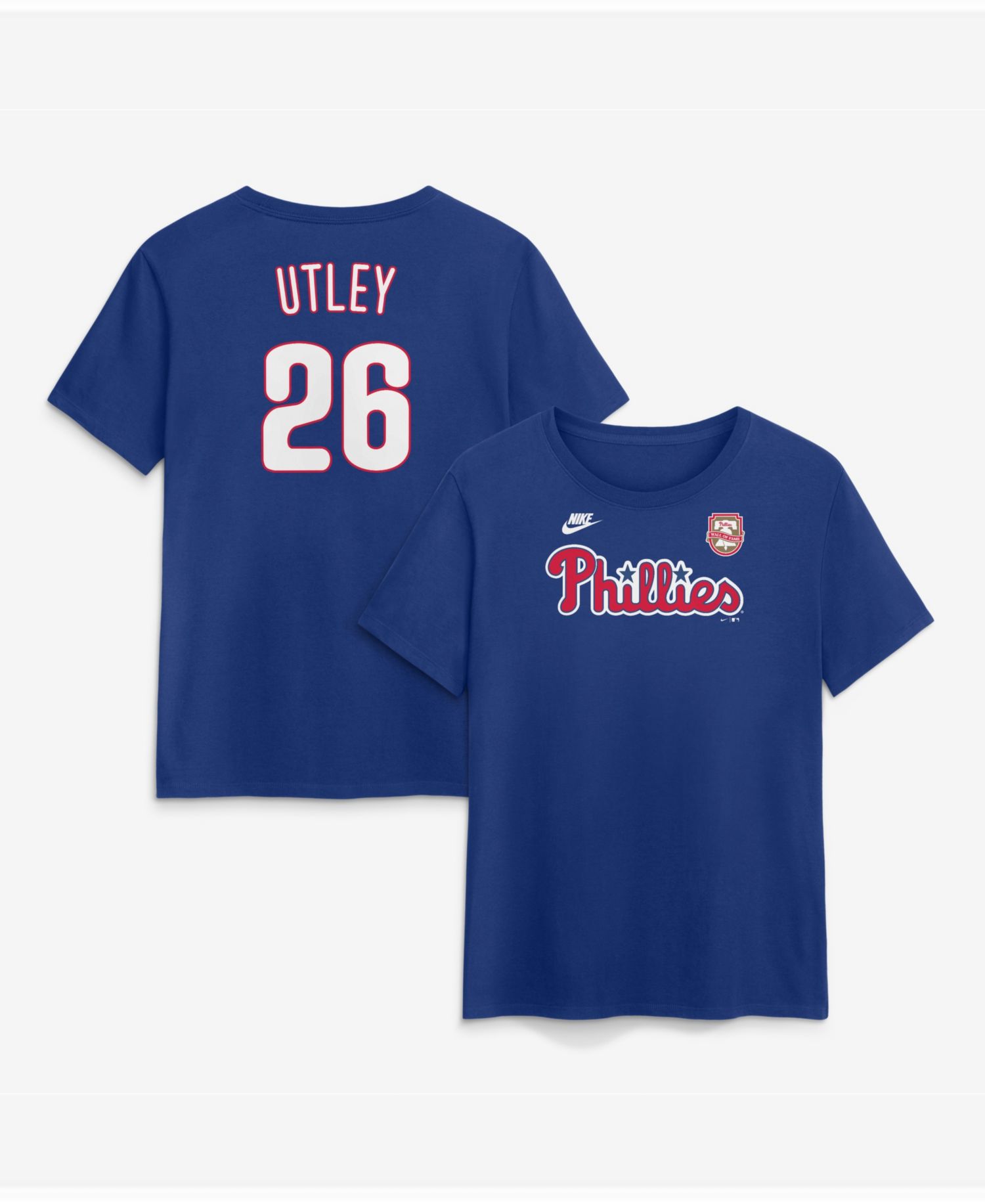 Women's Chase Utley Royal Philadelphia Phillies Wall of Fame Name & Number T-Shirt