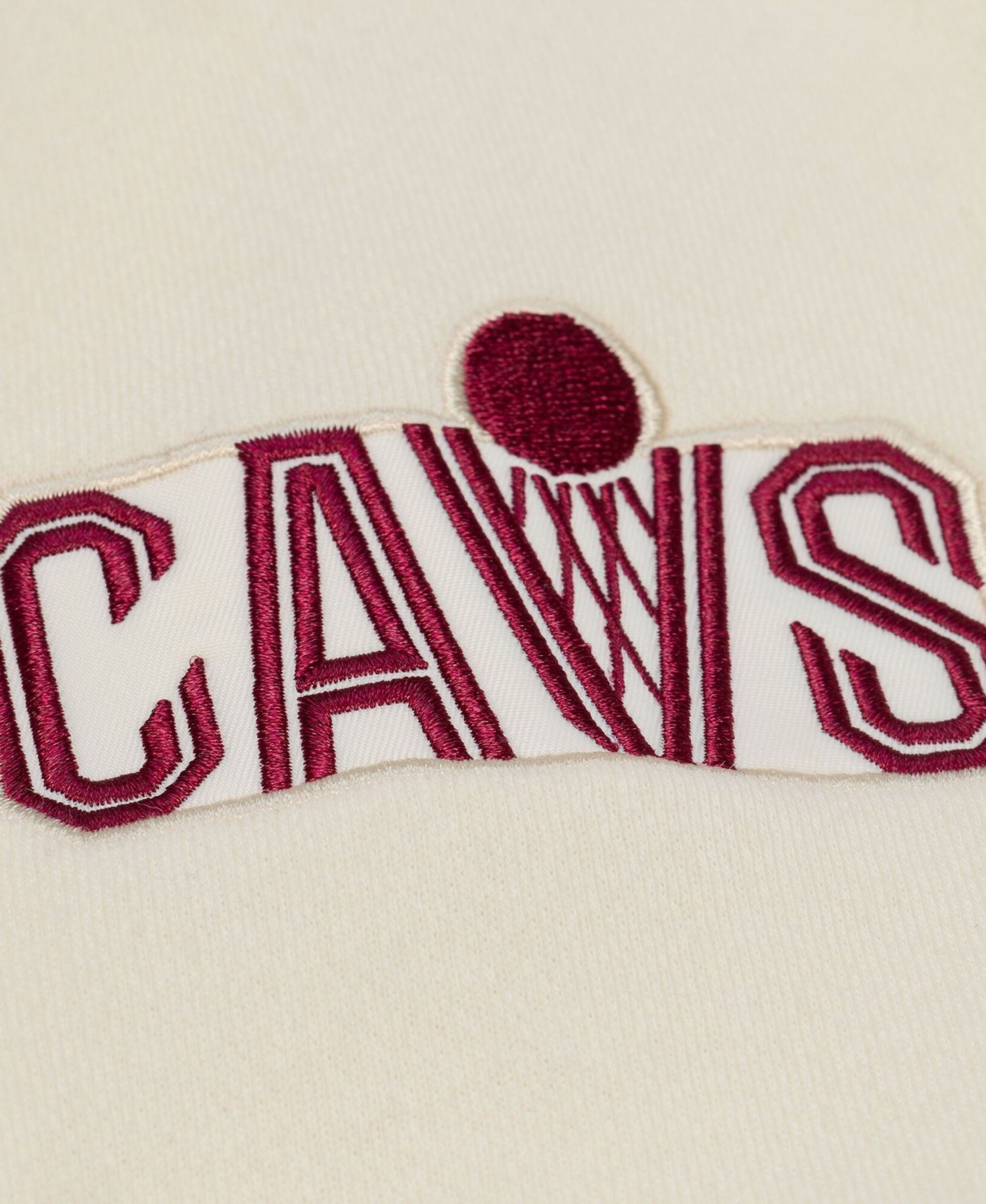 Men's Cream Cleveland Cavaliers Hardwood Classics Chainstitch Premium Fleece Hoodie