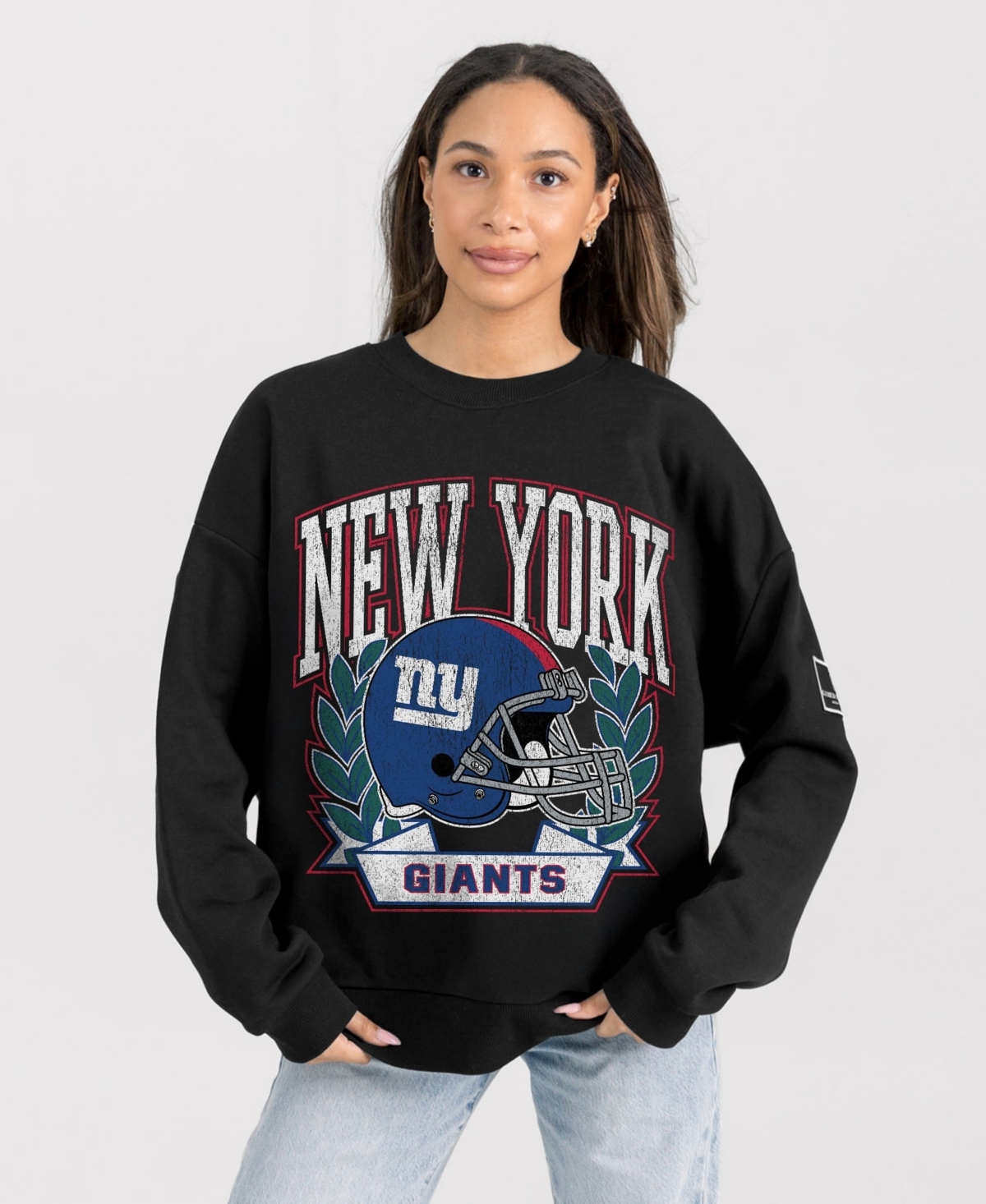 Gameday Couture Women's New York Giants Victory Lane Oversized Distressed-Graphic Fleece Sweatshirt