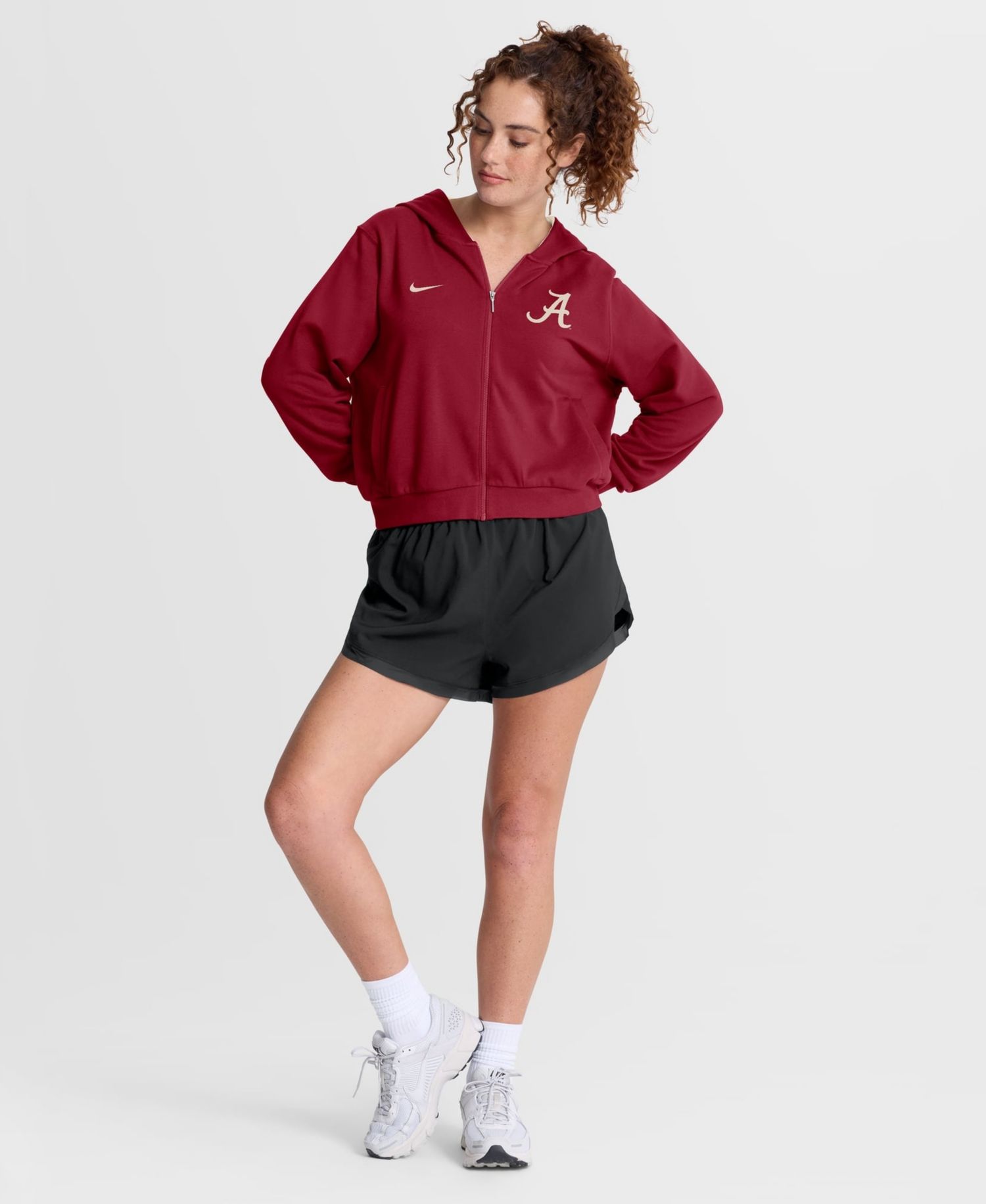 Women's Crimson Alabama Crimson Tide Mantra Cropped Full-Zip Hoodie