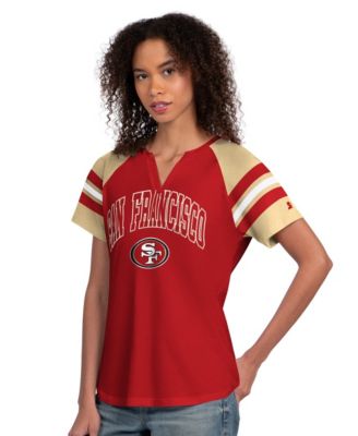 Women's Scarlet San Francisco 49ers Game On Notch Neck Raglan T-Shirt